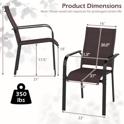 Patio Dining Chairs Set of 2/4/6 Stackable Outdoor Armchairs-Set of 4, Coffee Patio Dining Chairs at Gallery Canada