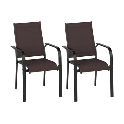 Patio Dining Chairs Set of 2/4/6 Stackable Outdoor Armchairs-Set of 6, Coffee Patio Dining Chairs at Gallery Canada