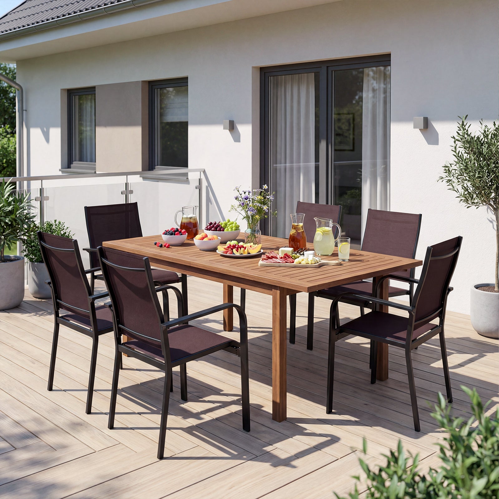 Patio Dining Chairs Set of 2/4/6 Stackable Outdoor Armchairs-Set of 6, Coffee Patio Dining Chairs at Gallery Canada