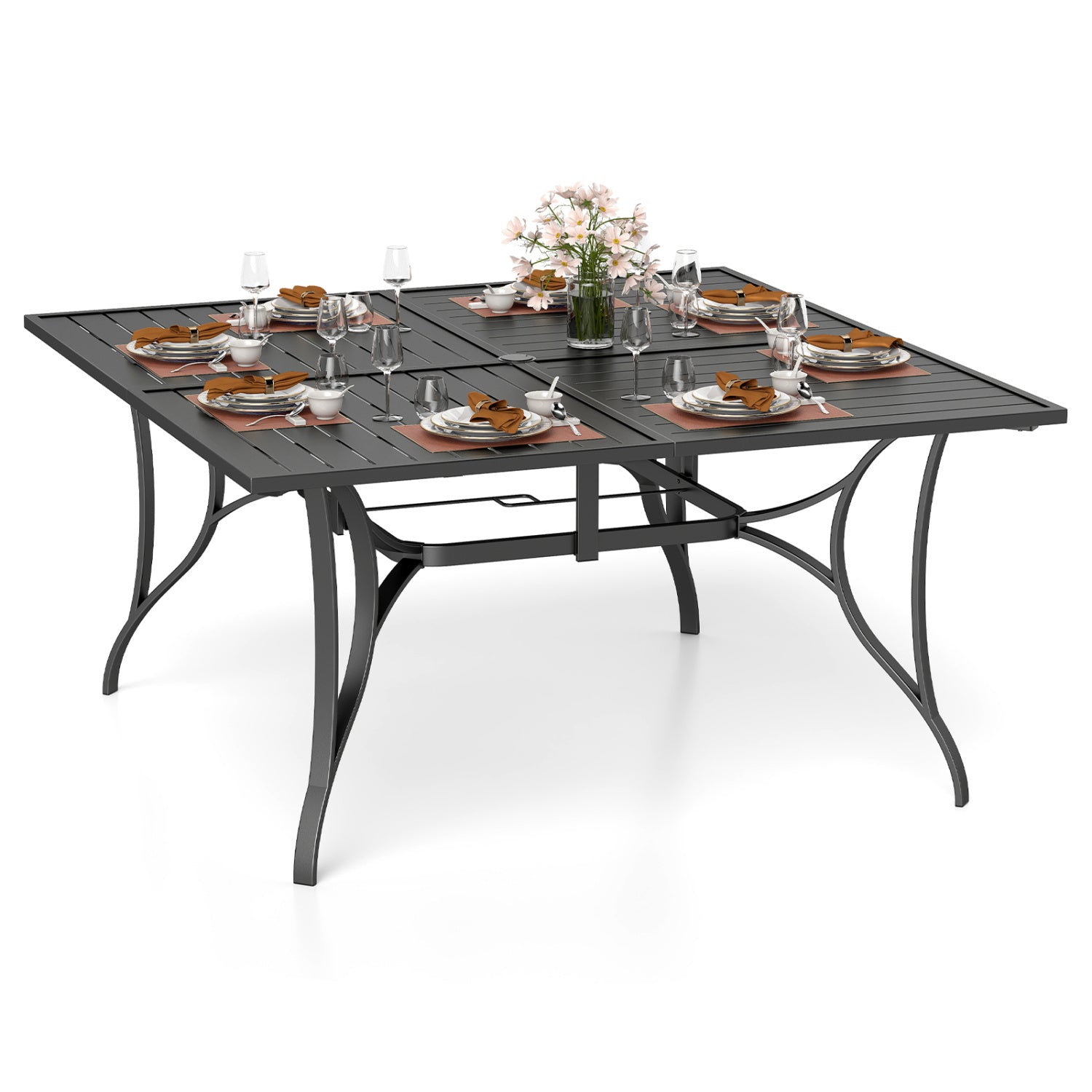 Patio Dining Table For 8, With Umbrella Hole, Black Patio Dining Tables at Gallery Canada