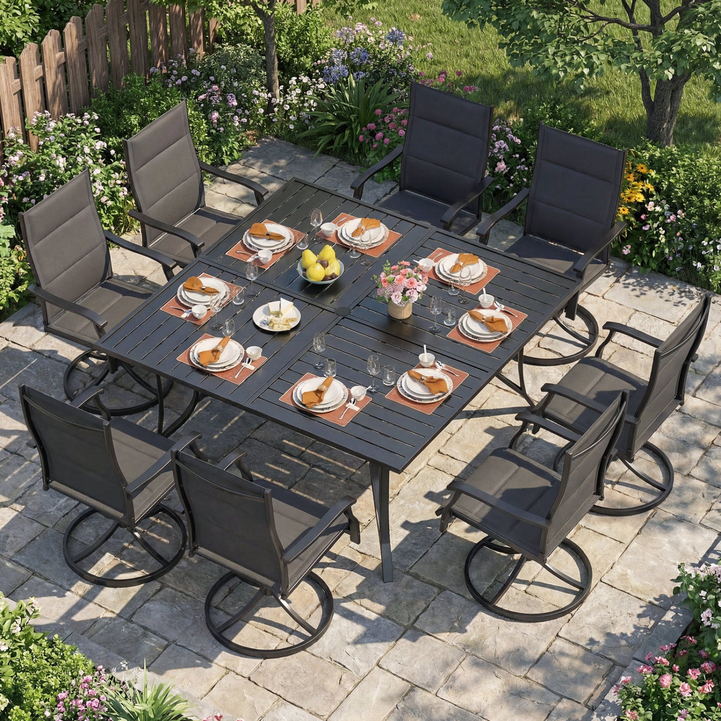 Patio Dining Table For 8, With Umbrella Hole, Black Patio Dining Tables at Gallery Canada
