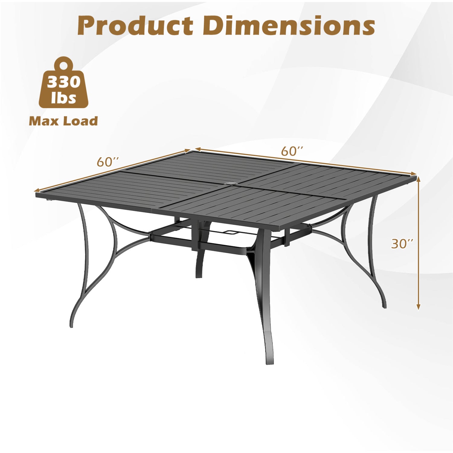 Patio Dining Table For 8, With Umbrella Hole, Black Patio Dining Tables at Gallery Canada