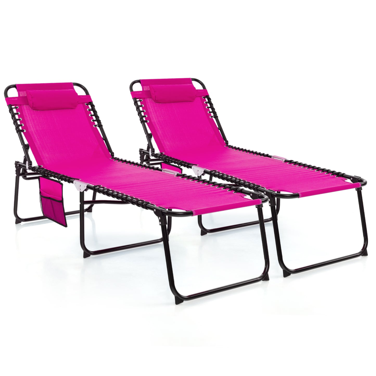 Foldable Recline Lounge Chair, Adjustable Backrest, Footrest, Pink Outdoor Chaise Lounges at Gallery Canada