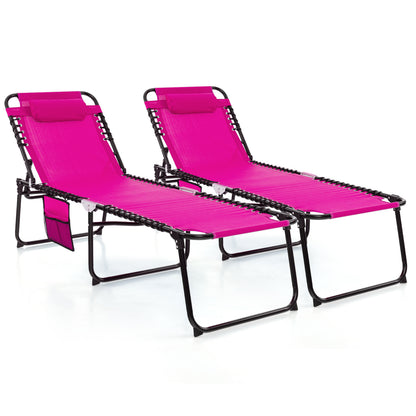 Foldable Recline Lounge Chair, Adjustable Backrest, Footrest, Pink Outdoor Chaise Lounges at Gallery Canada