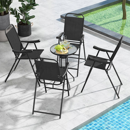 Tabouret de bar pliant pour patio, lot de 4, noir