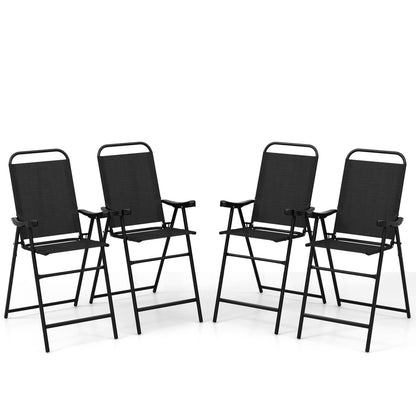 Tabouret de bar pliant pour patio, lot de 4, noir