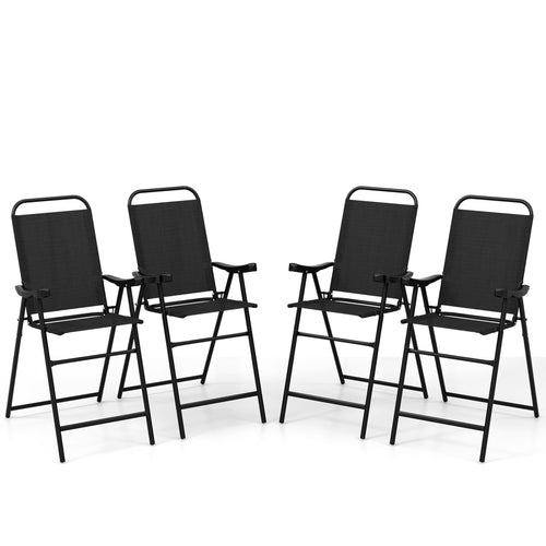 Patio Folding Bar Stool Set Of 4, Black