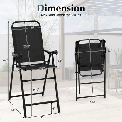 Tabouret de bar pliant pour patio, lot de 4, noir