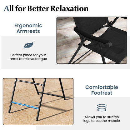 Tabouret de bar pliant pour patio, lot de 4, noir