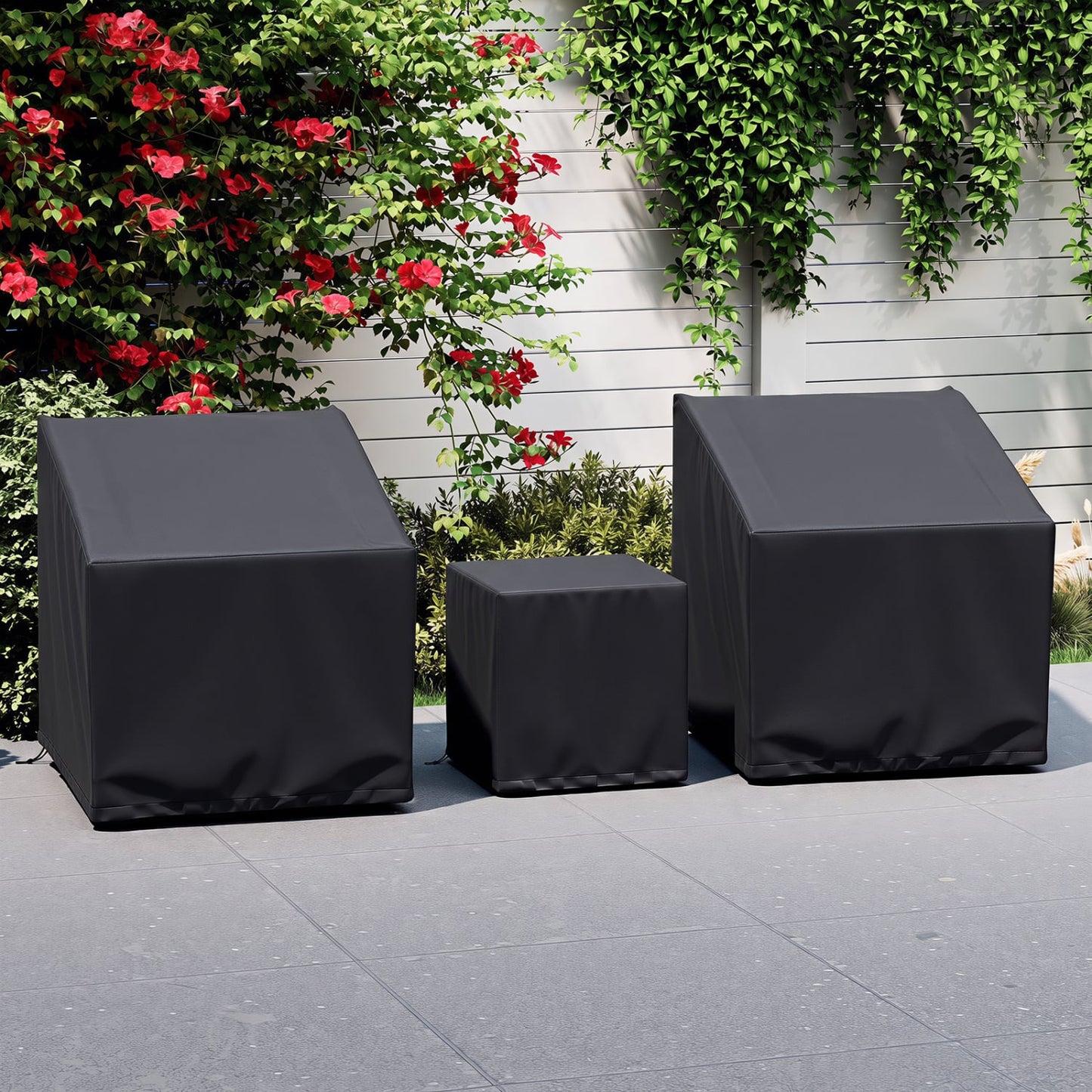 Housse de mobilier de patio imperméable pour ensemble de bistrot de 3 pièces, noir