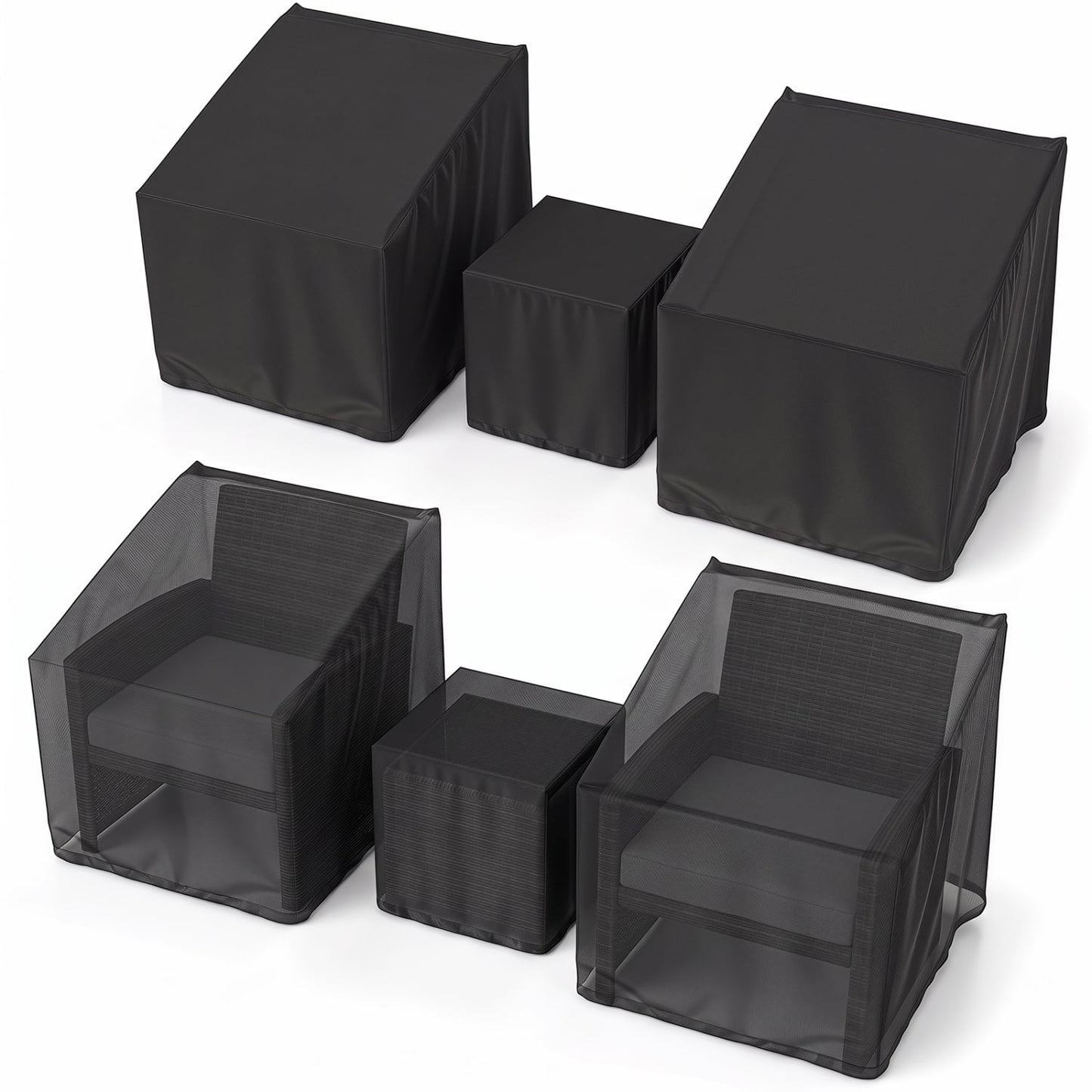 Housse de mobilier de patio imperméable pour ensemble de bistrot de 3 pièces, noir