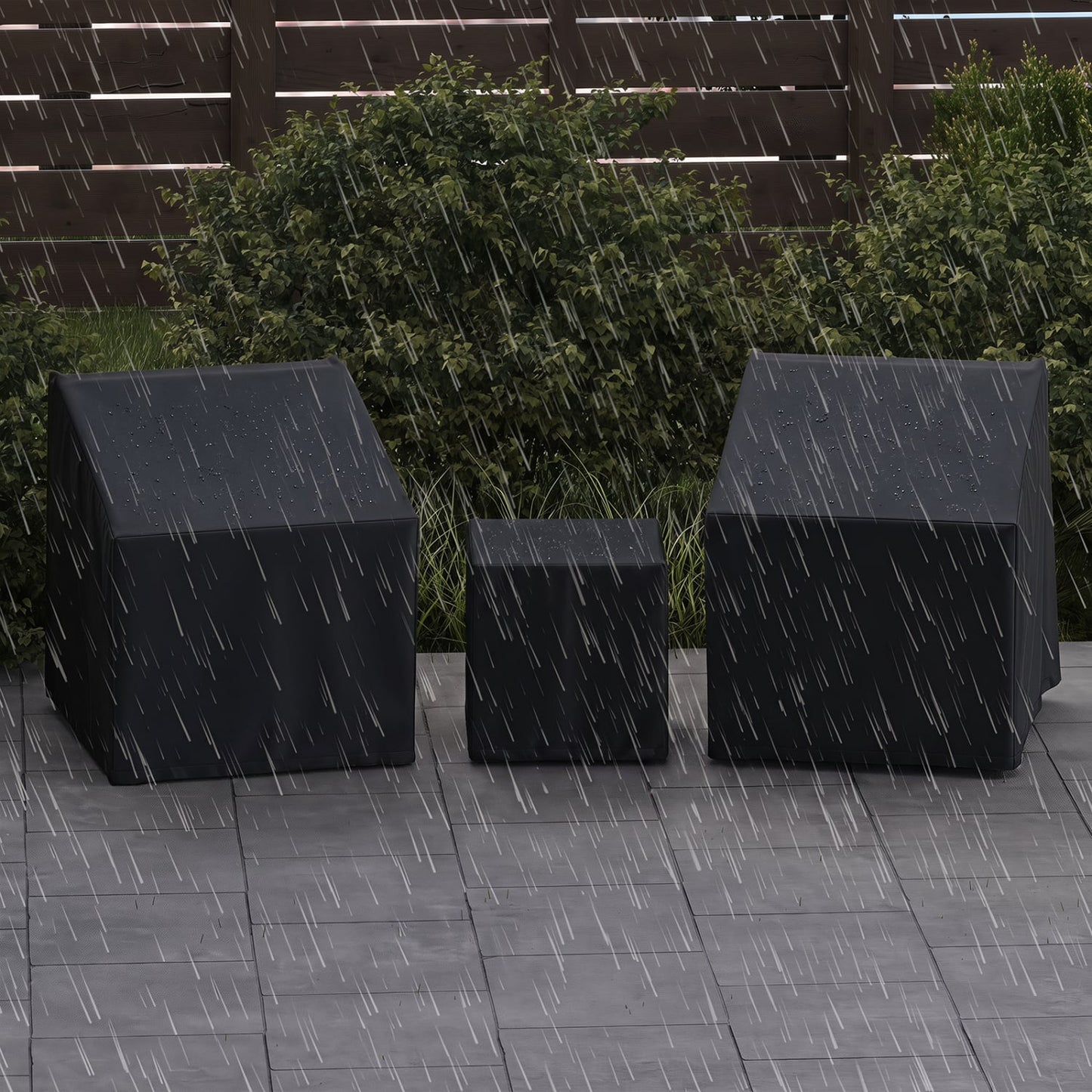 Housse de mobilier de patio imperméable pour ensemble de bistrot de 3 pièces, noir