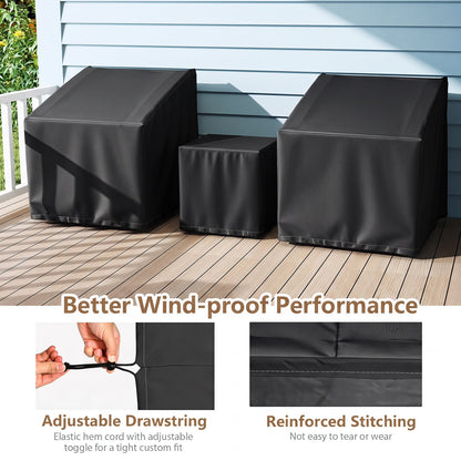 Housse de mobilier de patio imperméable pour ensemble de bistrot de 3 pièces, noir