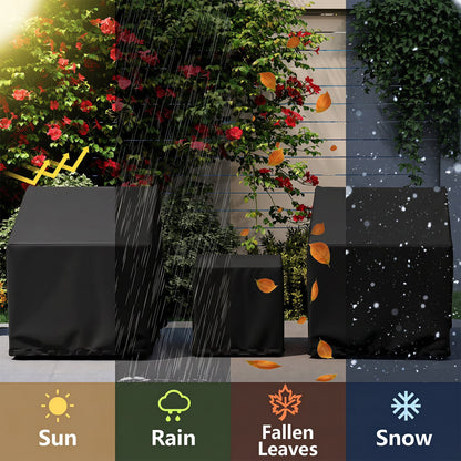 Housse de mobilier de patio imperméable pour ensemble de bistrot de 3 pièces, noir
