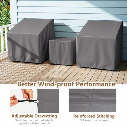 Outdoor Patio Furniture Covers, 3 Piece Bistro Set, Gray