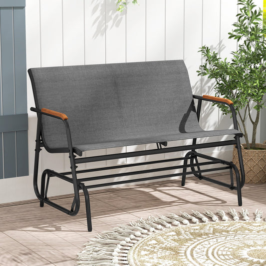 2-Person Patio Glider Bench, Teak Armrests, Gray Patio Rocking Chairs & Gliders Gray at Gallery Canada
