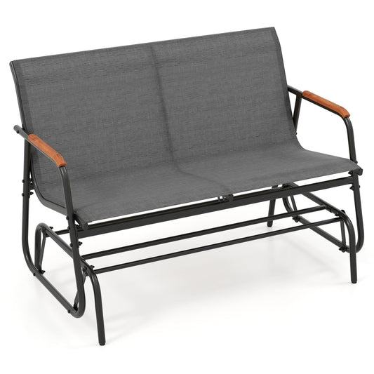 2-Person Patio Glider Bench, Teak Armrests, Gray Patio Rocking Chairs & Gliders Gray at Gallery Canada