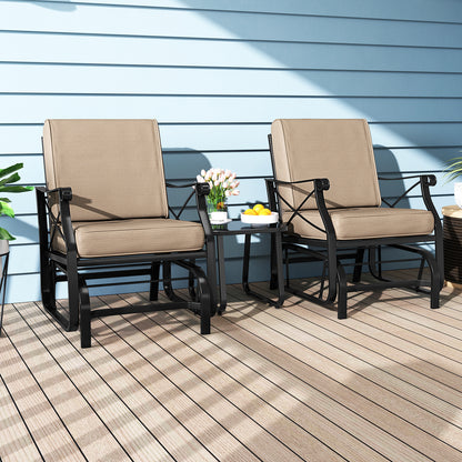 Patio Glider Rocking Chair with Metal Frame and Thick Cushions, Brown Patio Rocking Chairs & Gliders at Gallery Canada