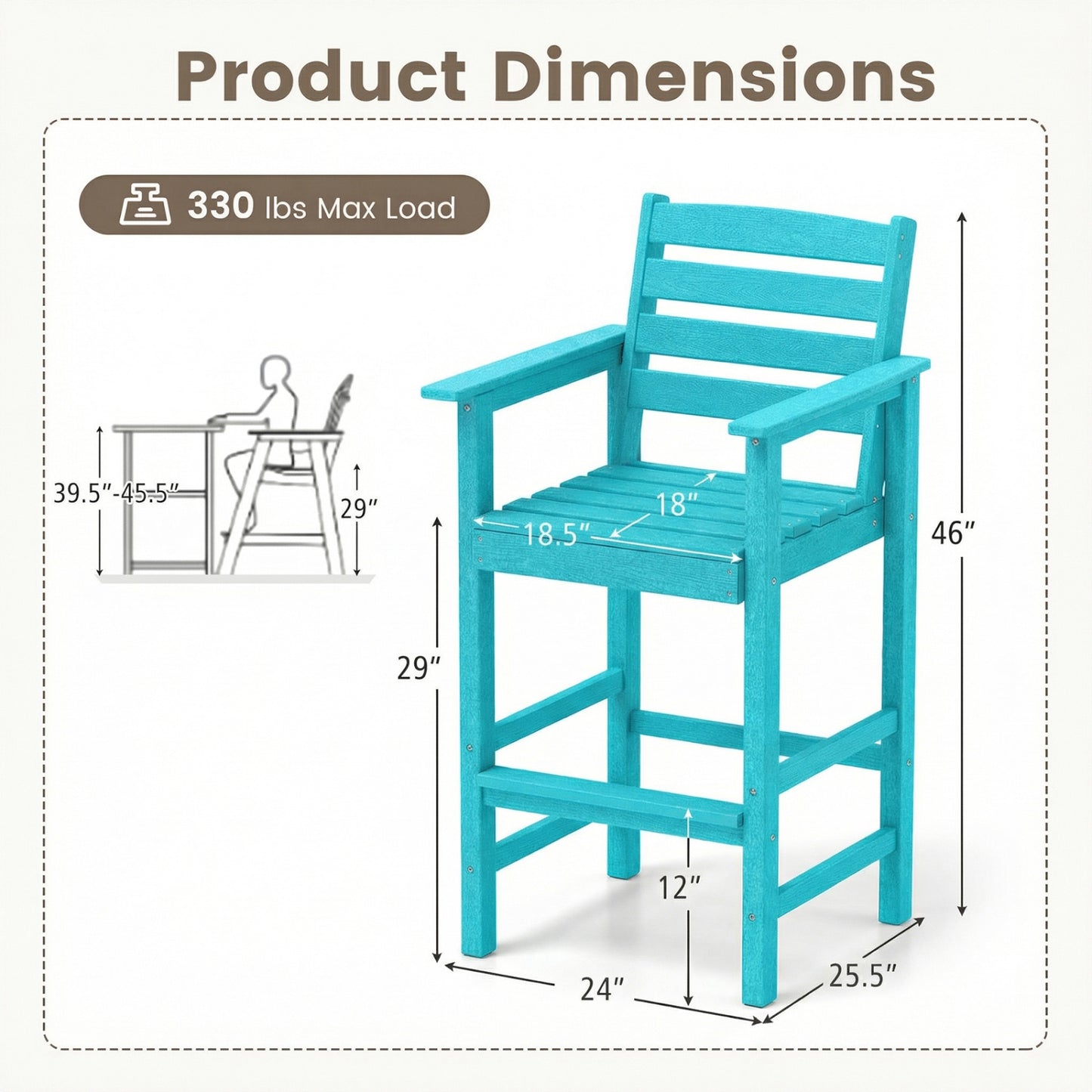 HDPE Adirondack Bar Chairs Set of 2, Turquoise Adirondack Chairs at Gallery Canada