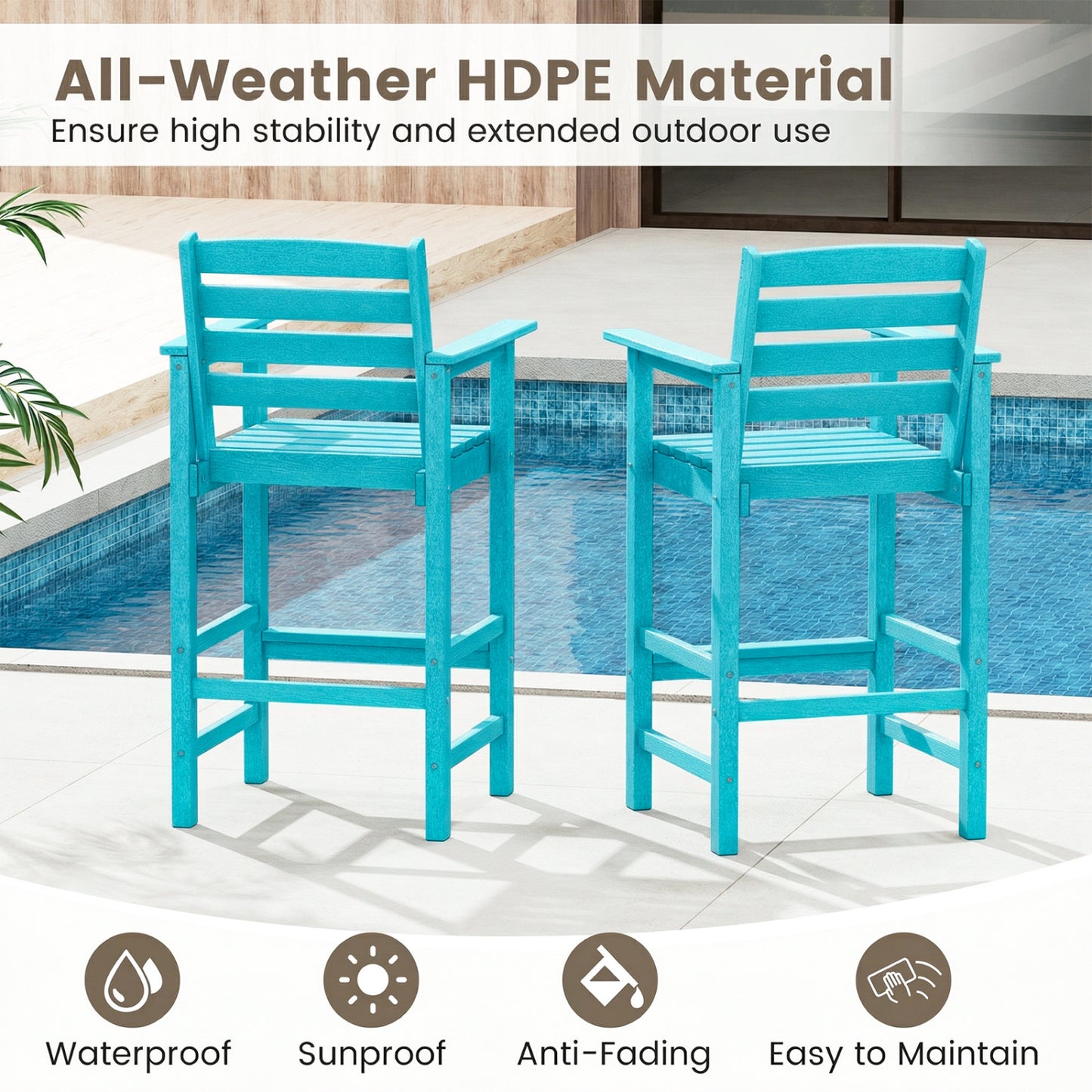 HDPE Adirondack Bar Chairs Set of 2, Turquoise Adirondack Chairs at Gallery Canada