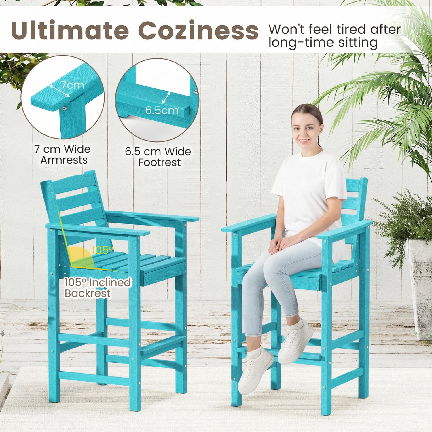 HDPE Adirondack Bar Chairs Set of 2, Turquoise Adirondack Chairs at Gallery Canada