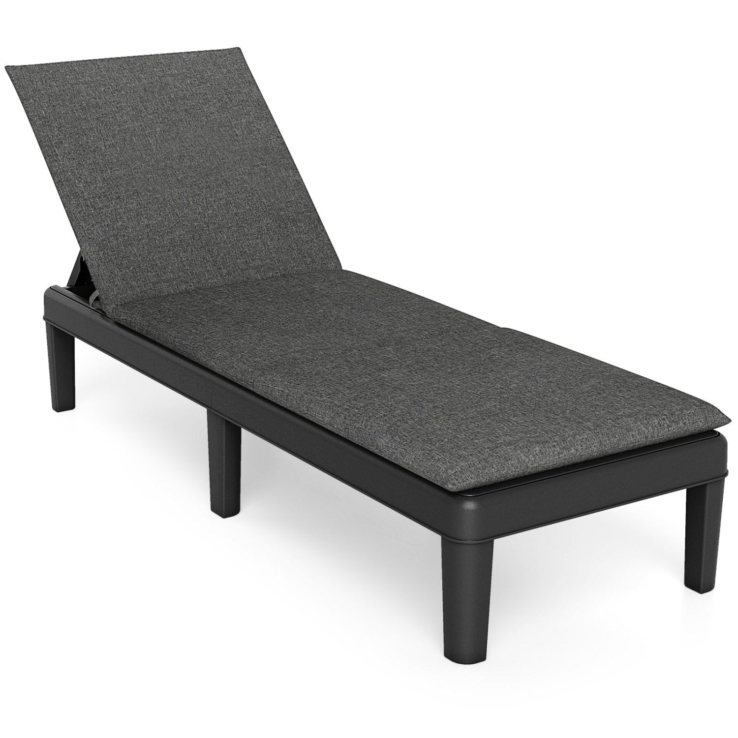 Patio Lounge Chair, Adjustable Backrest, With Cushion, Gray Outdoor Chaise Lounges Gray at Gallery Canada