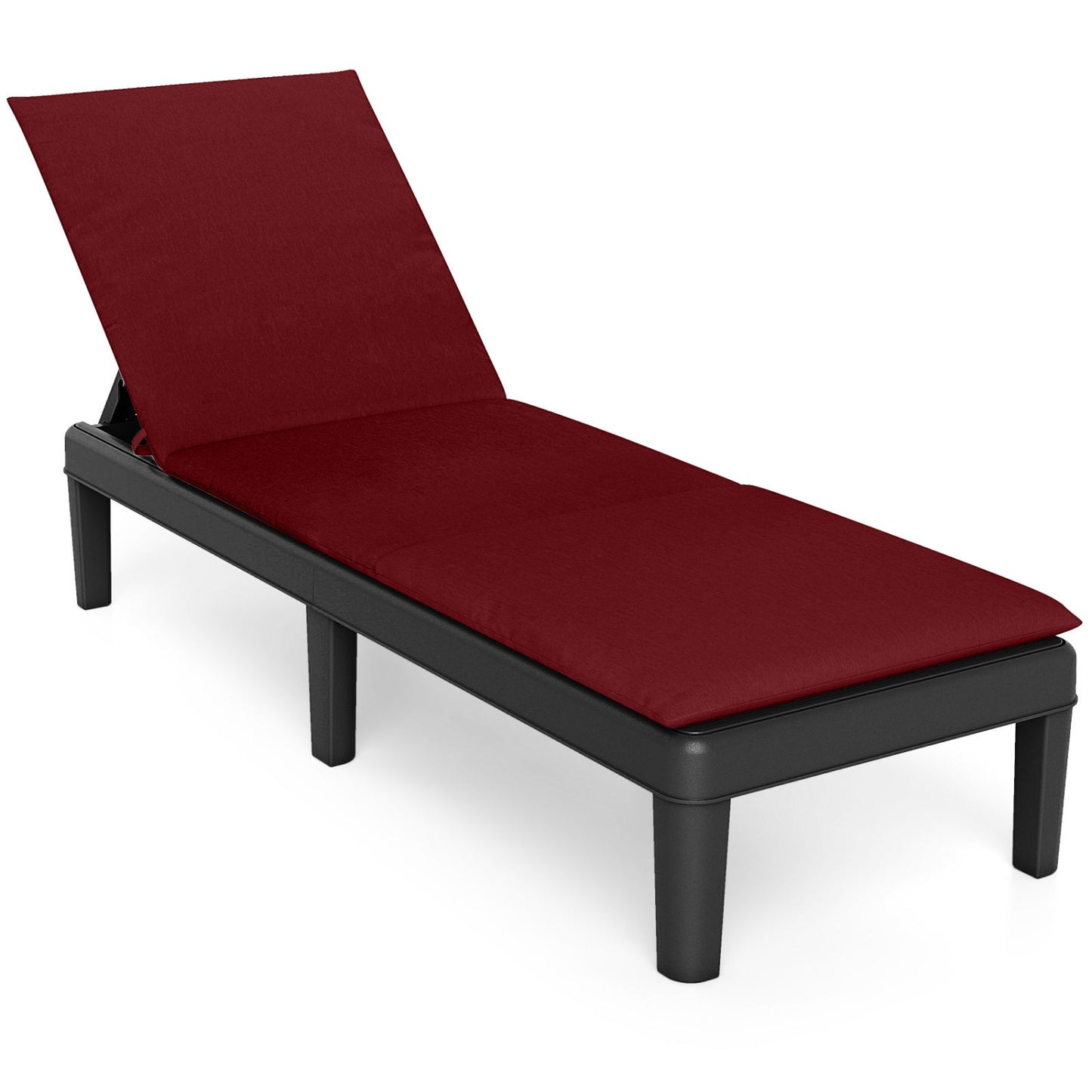 Patio Lounge Chair, 3-Position Adjustable Backrest, Red Outdoor Chaise Lounges at Gallery Canada