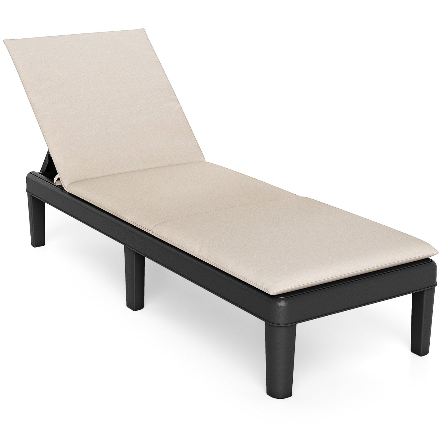 Patio Lounge Chair, Adjustable Backrest, Cushion, White Outdoor Chaise Lounges White at Gallery Canada