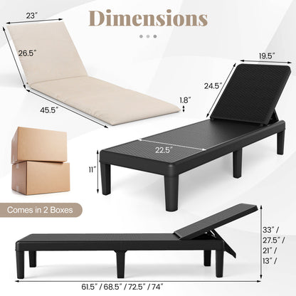 Patio Lounge Chair, Adjustable Backrest, Cushion, White Outdoor Chaise Lounges at Gallery Canada