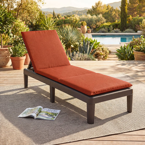 Patio Lounge Recliner Chair, Adjustable Backrest, Orange