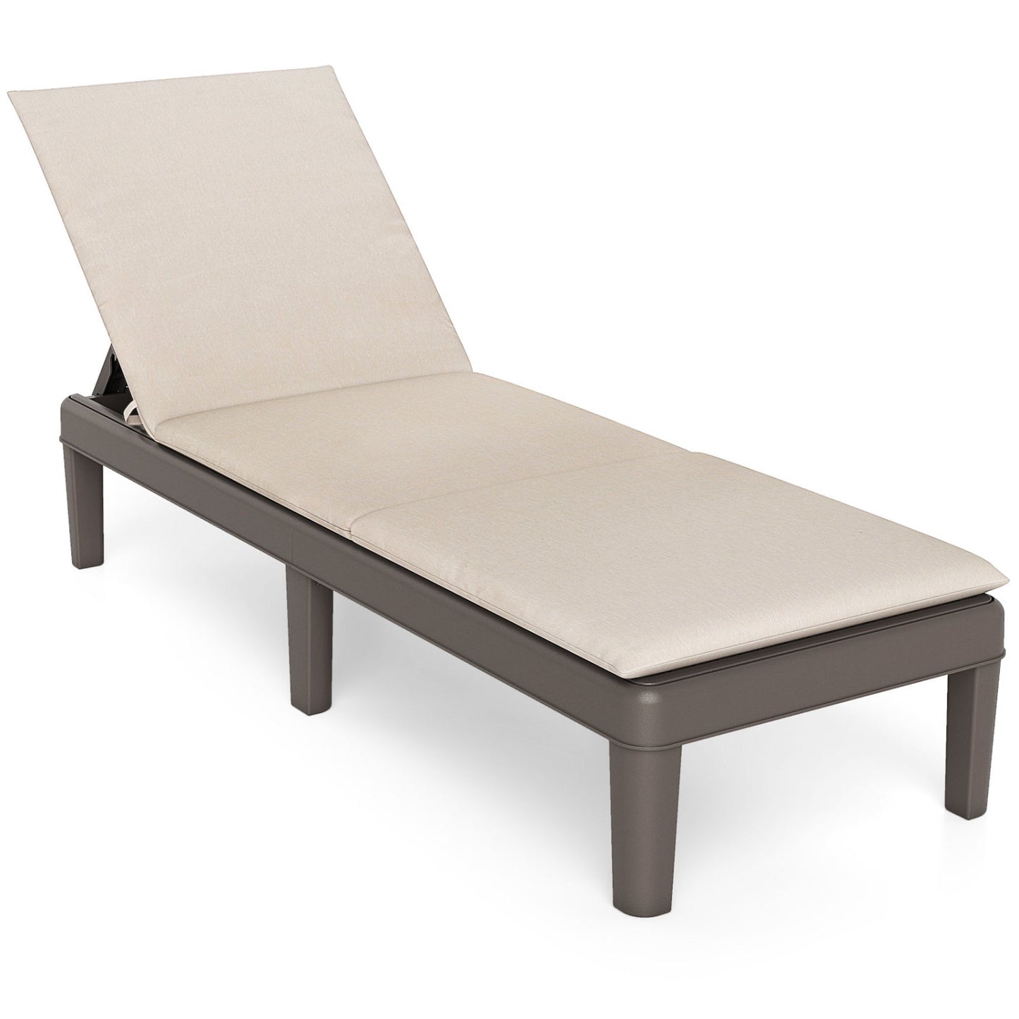 Patio Lounge Recliner Chair, Adjustable Backrest, Cushion, Beige Outdoor Chaise Lounges at Gallery Canada