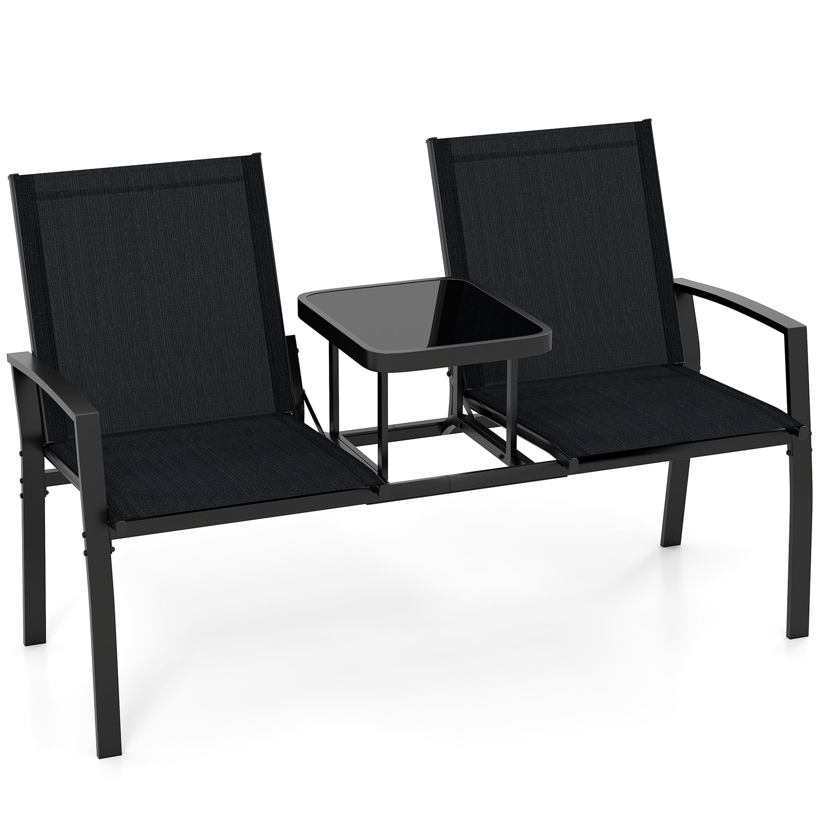 Patio Loveseat with Built-in Table, Black Outdoor Seating & Patio Chairs at Gallery Canada