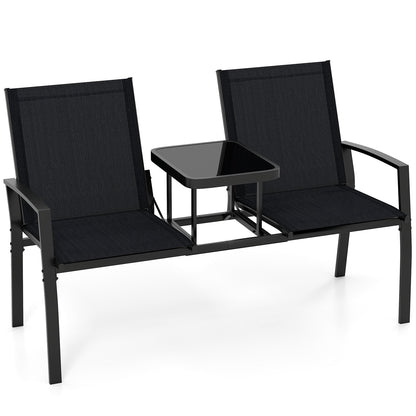 Patio Loveseat with Built-in Table, Black Outdoor Seating & Patio Chairs at Gallery Canada