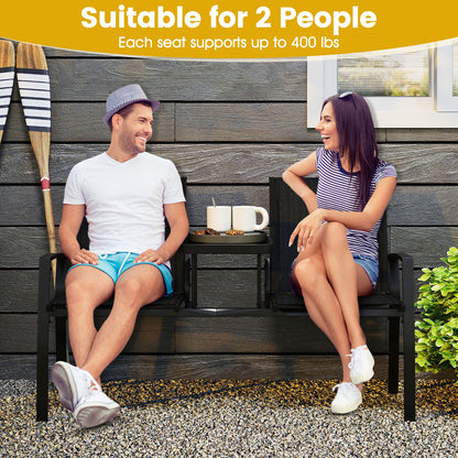 Patio Loveseat with Built-in Table, Black Outdoor Seating & Patio Chairs at Gallery Canada