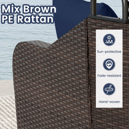 Patio PE Rattan Daybed With Retractable Canopy, Navy Outdoor Sectionals at Gallery Canada