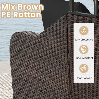 Patio PE Rattan Daybed With Retractable Canopy, Black