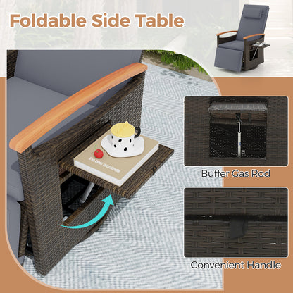 Patio Rattan 360° Swivel Recliner Chair with Adjustable Backrest and Footrest, Gray Outdoor Seating & Patio Chairs at Gallery Canada