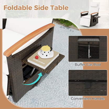 Patio Rattan 360° Swivel Recliner Chair with Adjustable Backrest and Footrest, White Outdoor Seating & Patio Chairs at Gallery Canada