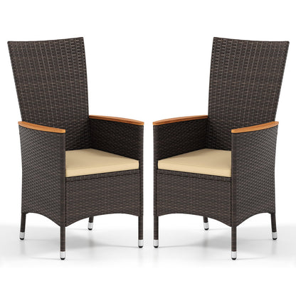 Patio Rattan Chairs Set of 2 Outdoor Wicker Dining Chairs with High Backrest, Beige Patio Dining Chairs Beige at Gallery Canada