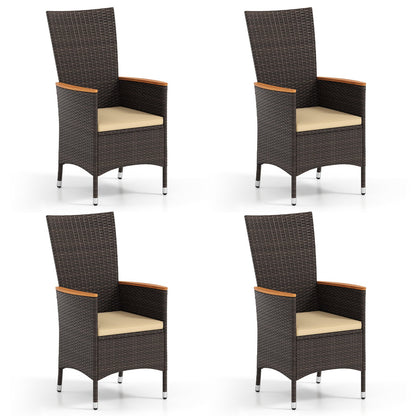 Patio Rattan Chairs Set of 4 Outdoor Wicker Dining Chairs with High Backrest, Beige Patio Dining Chairs Beige at Gallery Canada
