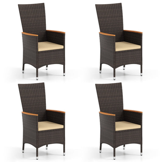 Patio Rattan Chairs Set of 4 Outdoor Wicker Dining Chairs with High Backrest, Beige Patio Dining Chairs Beige at Gallery Canada