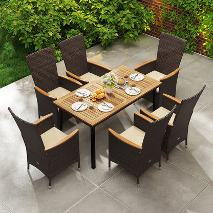 Patio Rattan Chairs Set of 4 Outdoor Wicker Dining Chairs with High Backrest, Beige Patio Dining Chairs at Gallery Canada