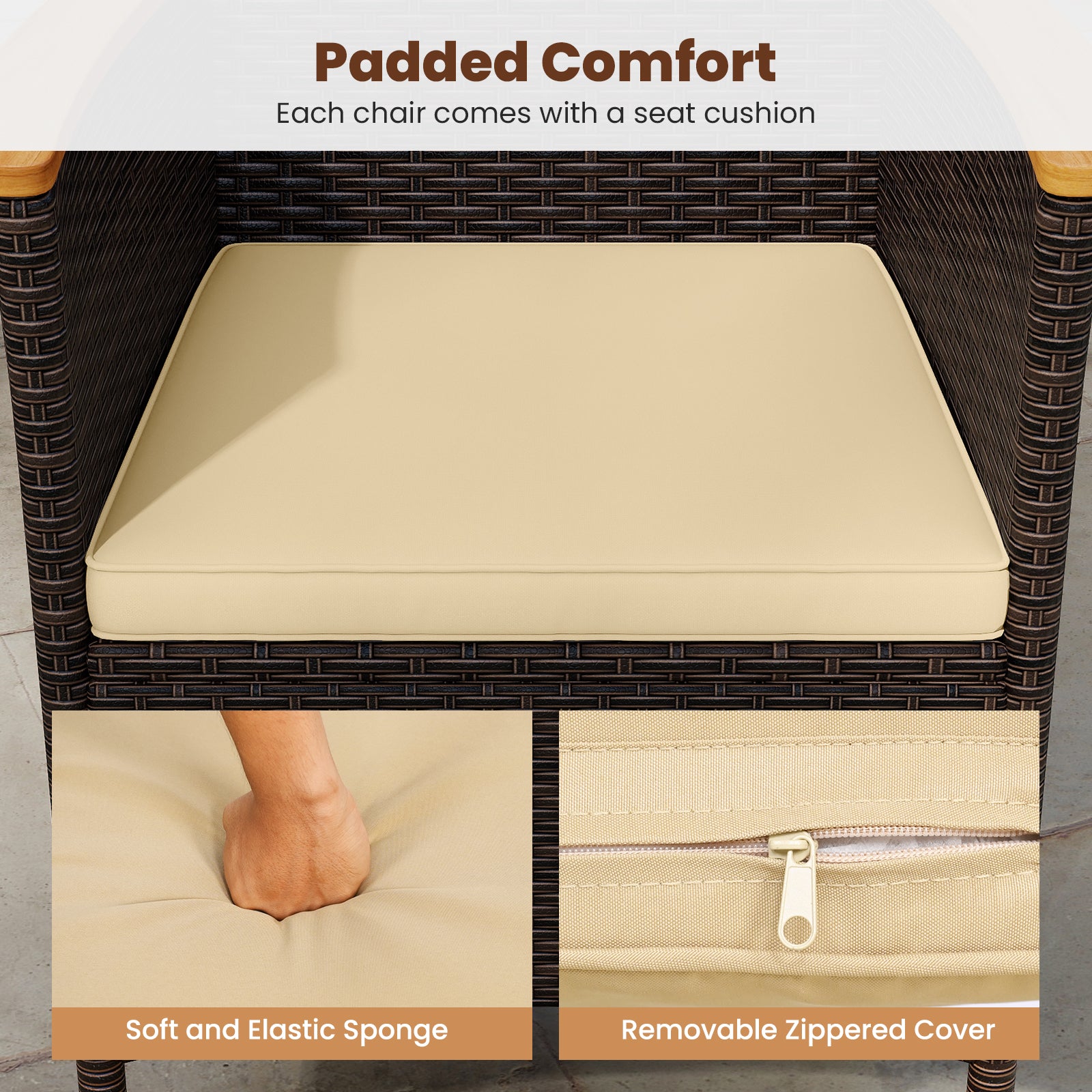 Patio Rattan Chairs Set of 4 Outdoor Wicker Dining Chairs with High Backrest, Beige Patio Dining Chairs at Gallery Canada