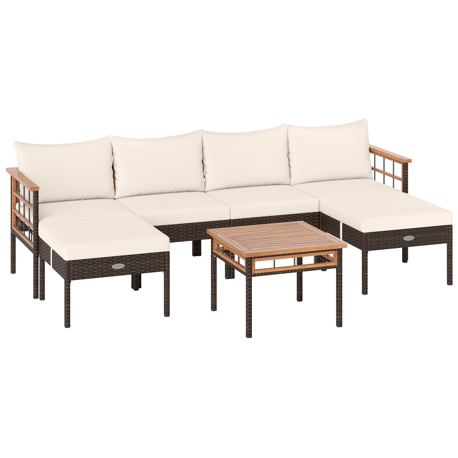 Patio Rattan Chairs with Ottomans and Side Table for Backyard-WH+, White Patio Conversation Sets White at Gallery Canada