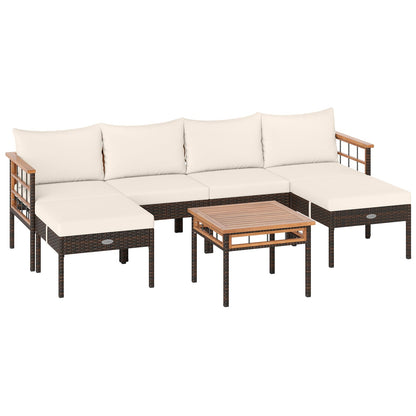 Patio Rattan Chairs with Ottomans and Side Table for Backyard-WH+, White Patio Conversation Sets White at Gallery Canada