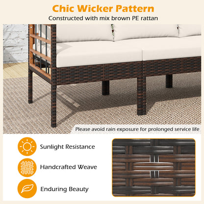 Patio Rattan Chairs with Ottomans and Side Table for Backyard-WH+, White Patio Conversation Sets at Gallery Canada