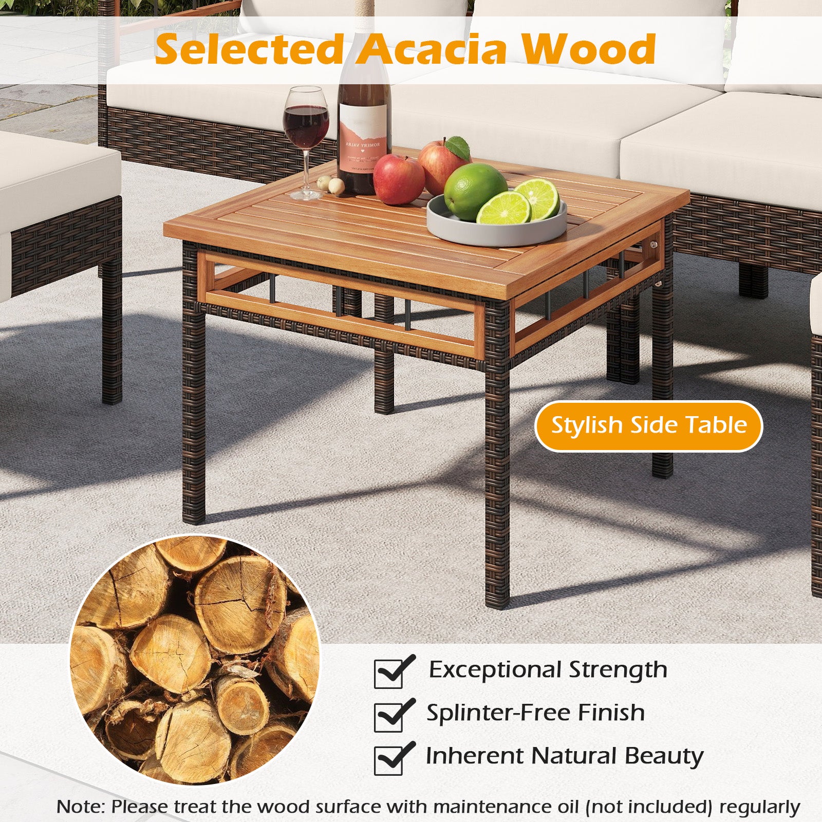 Patio Rattan Chairs with Ottomans and Side Table for Backyard-WH+, White Patio Conversation Sets at Gallery Canada