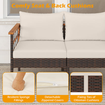 Patio Rattan Chairs with Ottomans and Side Table for Backyard-WH+, White Patio Conversation Sets at Gallery Canada