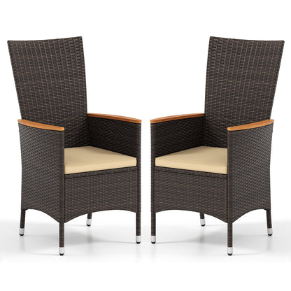 Patio Rattan Chairs Set of 2 Outdoor Wicker Dining Chairs with High Backrest, Beige Patio Dining Chairs at Gallery Canada