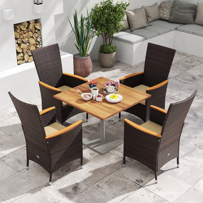 Patio Rattan Chairs Set of 4 Outdoor Wicker Dining Chairs with High Backrest, Beige Patio Dining Chairs at Gallery Canada
